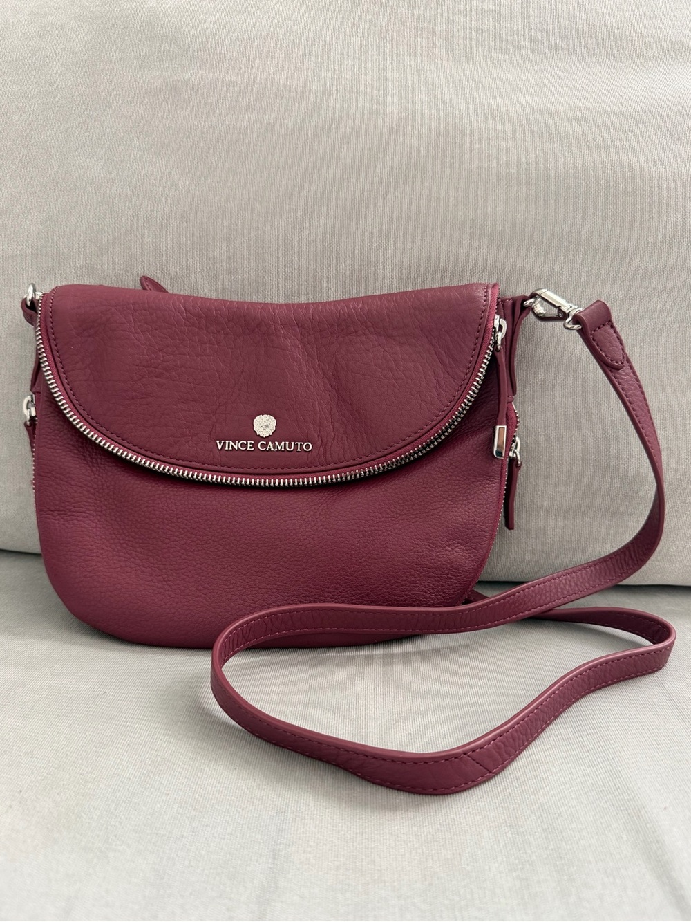 Vince Camuto Wine Leather Crossbody Bag